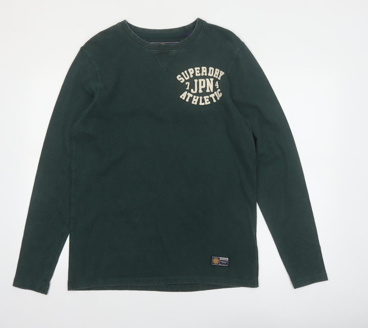 Superdry Men’s Green Athletic Long Sleeve Crew Neck Top Size M