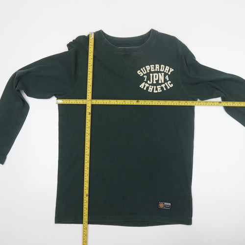 Superdry Men’s Green Athletic Long Sleeve Crew Neck Top Size M