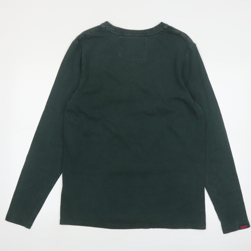 Superdry Men’s Green Athletic Long Sleeve Crew Neck Top Size M