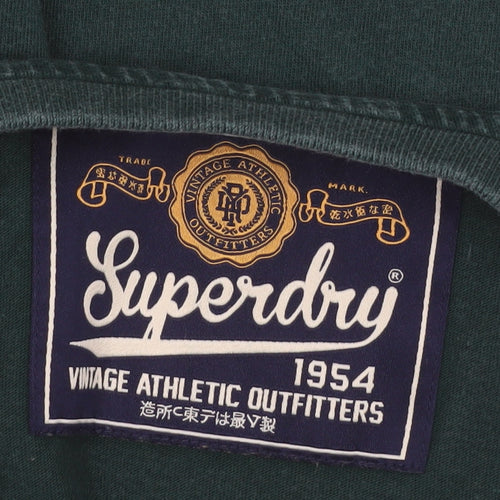Superdry Men’s Green Athletic Long Sleeve Crew Neck Top Size M