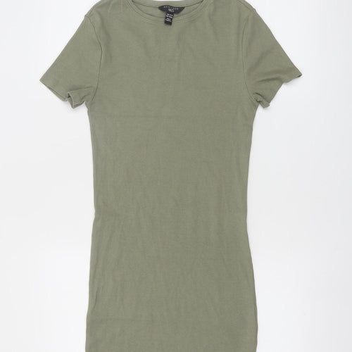 New Look Girls Green 915 T-Shirt Dress Age 14-15 Years Cotton Stretch