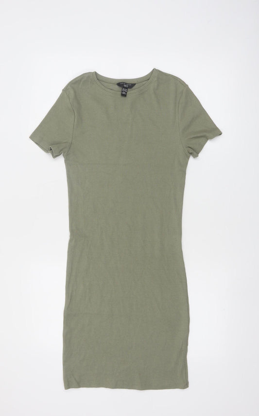 New Look Girls Green 915 T-Shirt Dress Age 14-15 Years Cotton Stretch