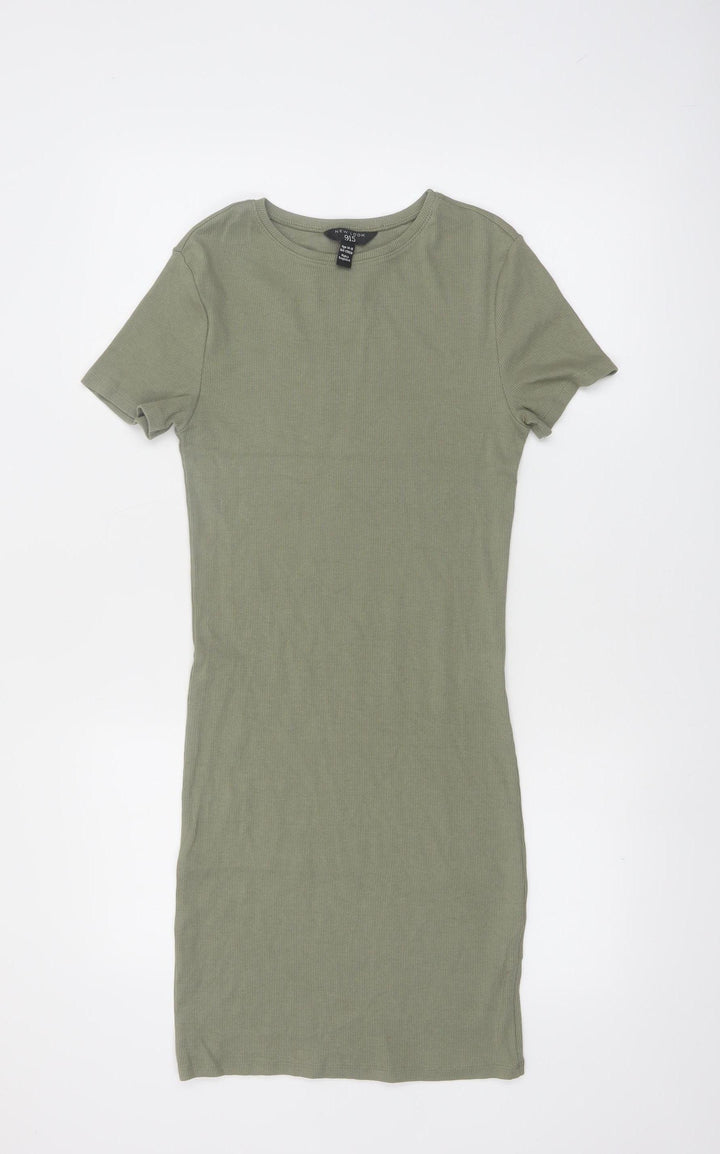 New Look Girls Green 915 T-Shirt Dress Age 14-15 Years Cotton Stretch