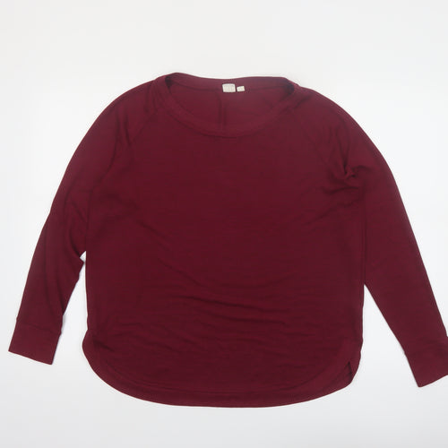 GAP Womens Red Long Sleeve Crew Neck Cotton Blend T-Shirt M