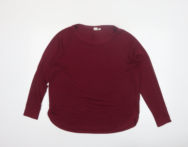 GAP Womens Red Long Sleeve Crew Neck Cotton Blend T-Shirt M