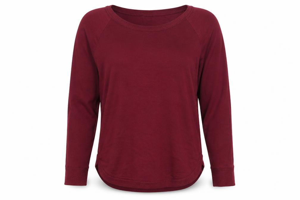 GAP Womens Red Long Sleeve Crew Neck Cotton Blend T-Shirt M