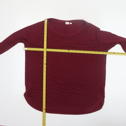 GAP Womens Red Long Sleeve Crew Neck Cotton Blend T-Shirt M