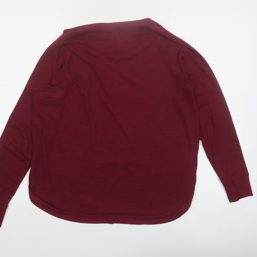 GAP Womens Red Long Sleeve Crew Neck Cotton Blend T-Shirt M