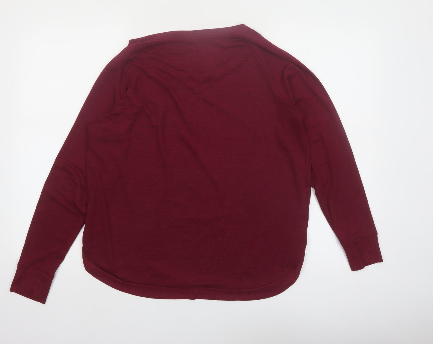 GAP Womens Red Long Sleeve Crew Neck Cotton Blend T-Shirt M