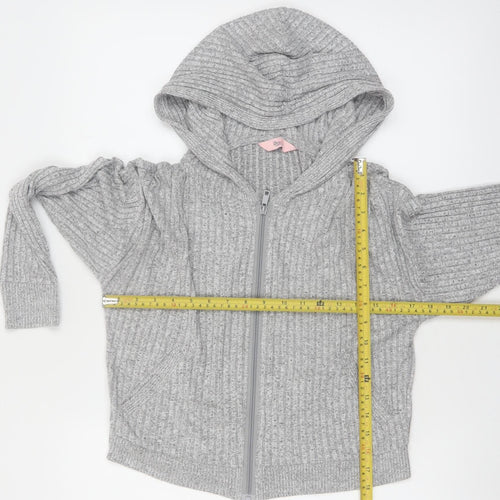 Boux Avenue Women Grey Full Zip Hooded Ribbed Sweatshirt UK 8
