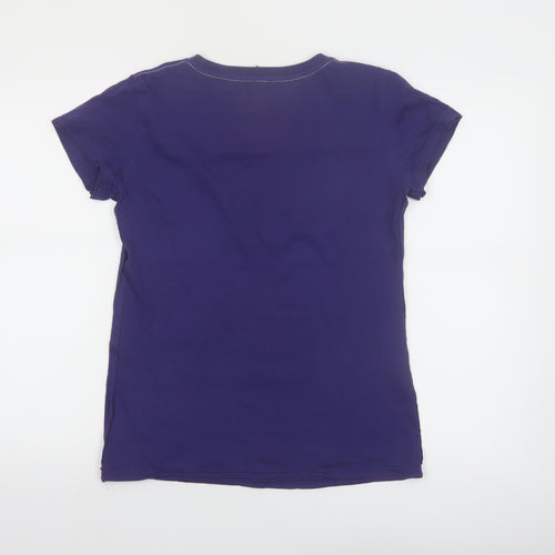 Replay Womens Purple Graphic T-Shirt Large Short Sleeve Cotton