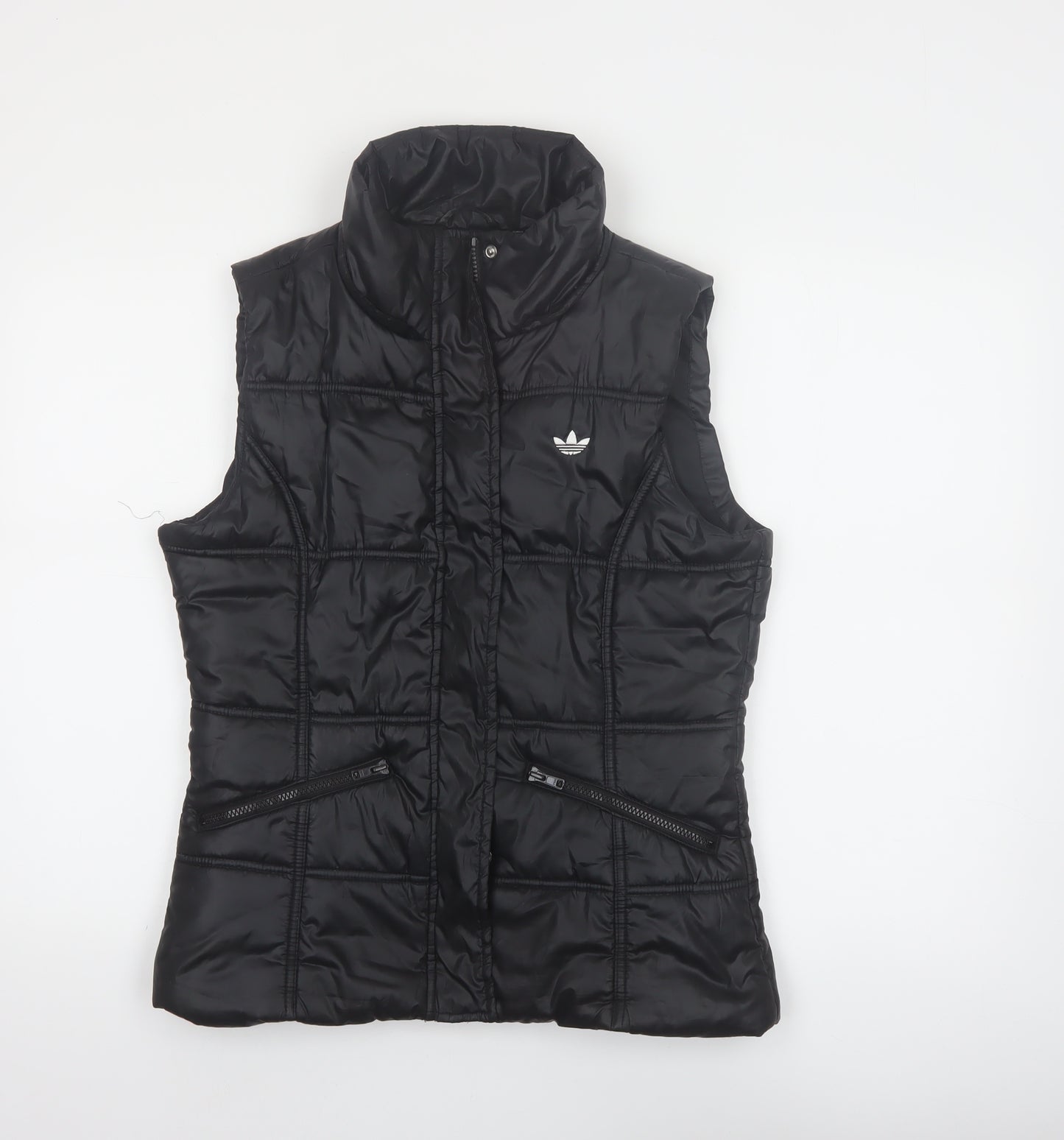 Adidas Women's Black Puffer Waistcoat Size 12 Quilted Zip Gilet