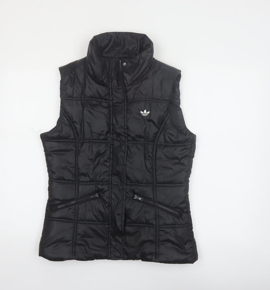 Adidas Women's Black Puffer Waistcoat Size 12 Quilted Zip Gilet