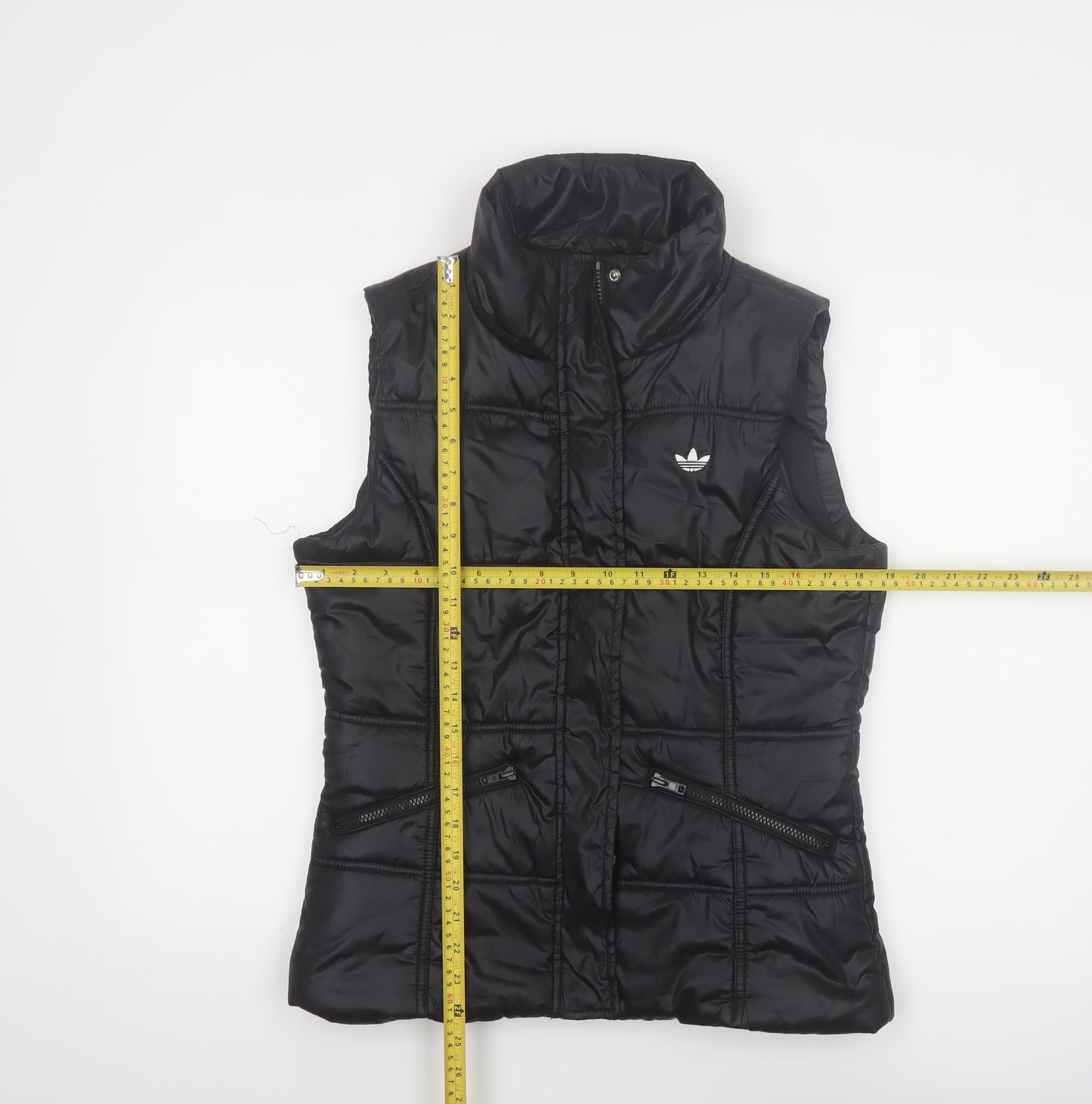 Adidas Women's Black Puffer Waistcoat Size 12 Quilted Zip Gilet