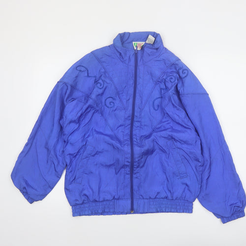 Bold Spirit Women Blue 90s Bomber Jacket Size S Nylon Zip Up