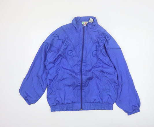 Bold Spirit Women Blue 90s Bomber Jacket Size S Nylon Zip Up