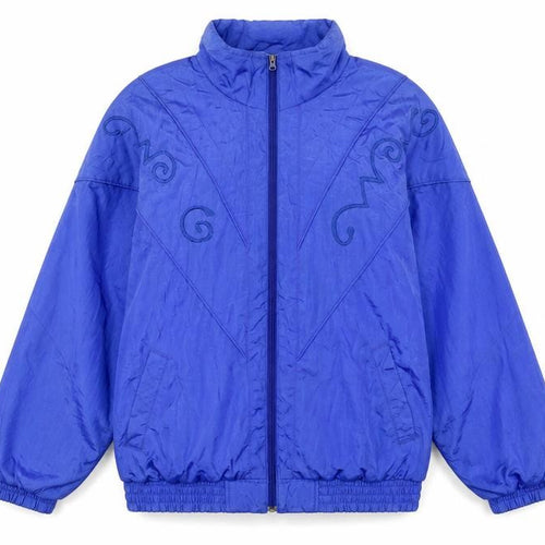 Bold Spirit Women Blue 90s Bomber Jacket Size S Nylon Zip Up