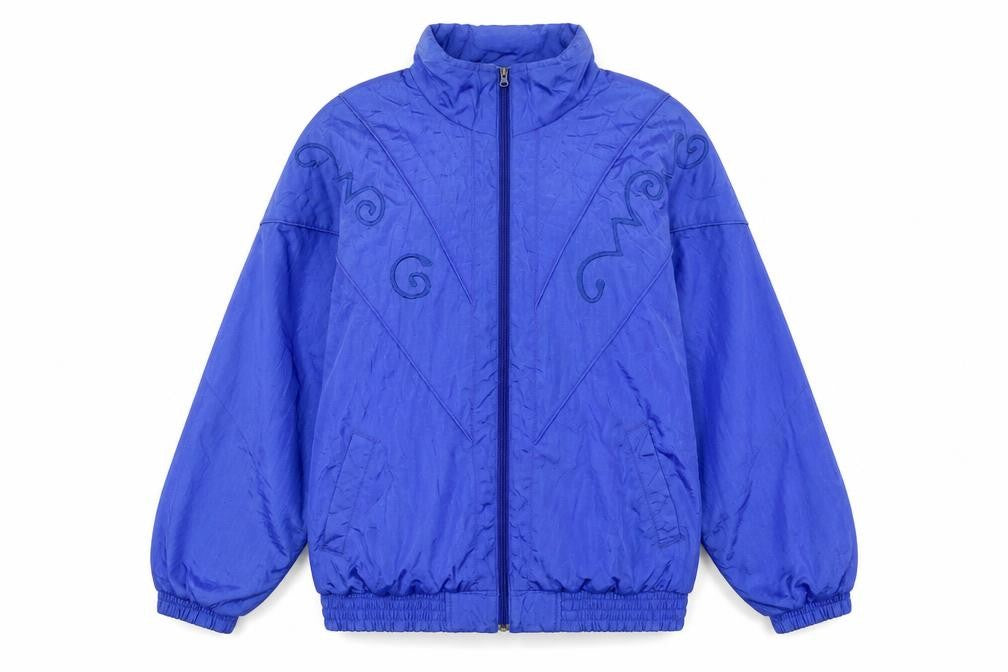 Bold Spirit Women Blue 90s Bomber Jacket Size S Nylon Zip Up