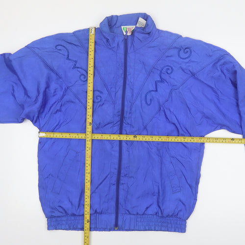 Bold Spirit Women Blue 90s Bomber Jacket Size S Nylon Zip Up