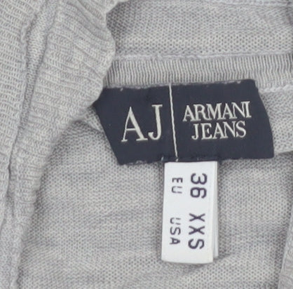 Armani Jeans Women's Grey Cowl Neck Short Sleeve Top Size 6
