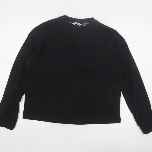 DKNY Sport Women's Black Cotton Blend Crew Neck Pullover Sweatshirt M