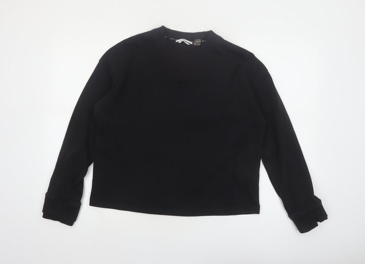 DKNY Sport Women's Black Cotton Blend Crew Neck Pullover Sweatshirt M