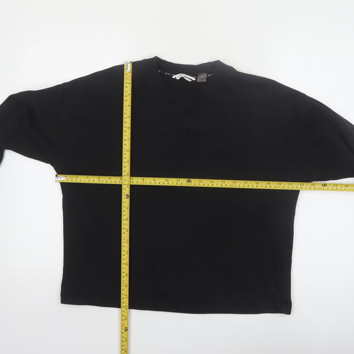 DKNY Sport Women's Black Cotton Blend Crew Neck Pullover Sweatshirt M