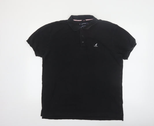 Kangol Men's Black XL Polo Shirt 100% Cotton Casual Top