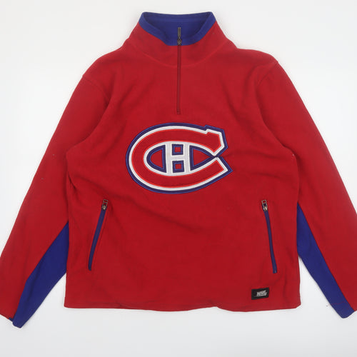 NHL Men’s Red & Blue 1/4 Zip Fleece Sweatshirt Large