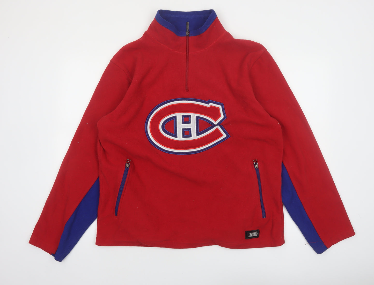 NHL Men’s Red & Blue 1/4 Zip Fleece Sweatshirt Large