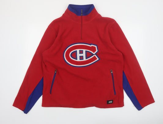 NHL Men’s Red & Blue 1/4 Zip Fleece Sweatshirt Large