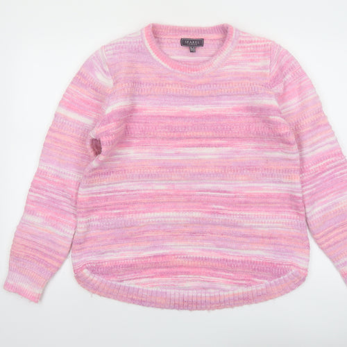 Izabel London Women Pink Striped Knit Pullover Jumper Size 10
