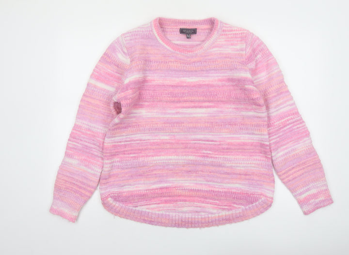 Izabel London Women Pink Striped Knit Pullover Jumper Size 10