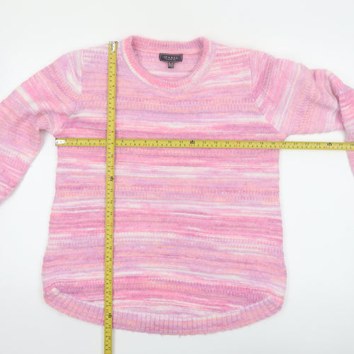 Izabel London Women Pink Striped Knit Pullover Jumper Size 10