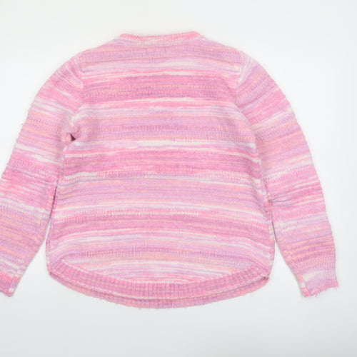 Izabel London Women Pink Striped Knit Pullover Jumper Size 10
