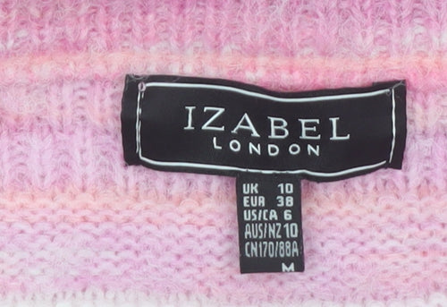 Izabel London Women Pink Striped Knit Pullover Jumper Size 10