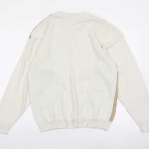 Gulf Traders Men's Beige Argyle Knit Jumper L Classic Pullover