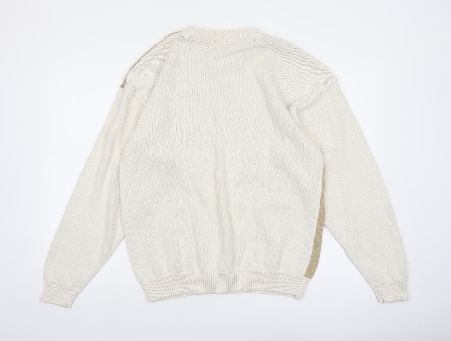 Gulf Traders Men's Beige Argyle Knit Jumper L Classic Pullover