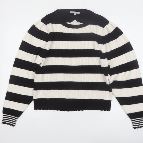 Oliver Bonas Women’s Black Stripe Crew Neck Knit Jumper UK 12