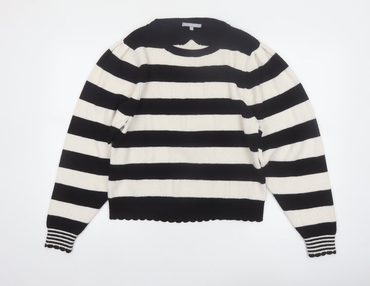 Oliver Bonas Women’s Black Stripe Crew Neck Knit Jumper UK 12