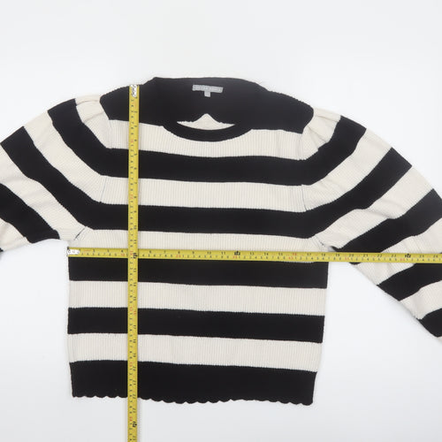 Oliver Bonas Women’s Black Stripe Crew Neck Knit Jumper UK 12