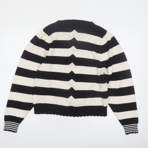 Oliver Bonas Women’s Black Stripe Crew Neck Knit Jumper UK 12