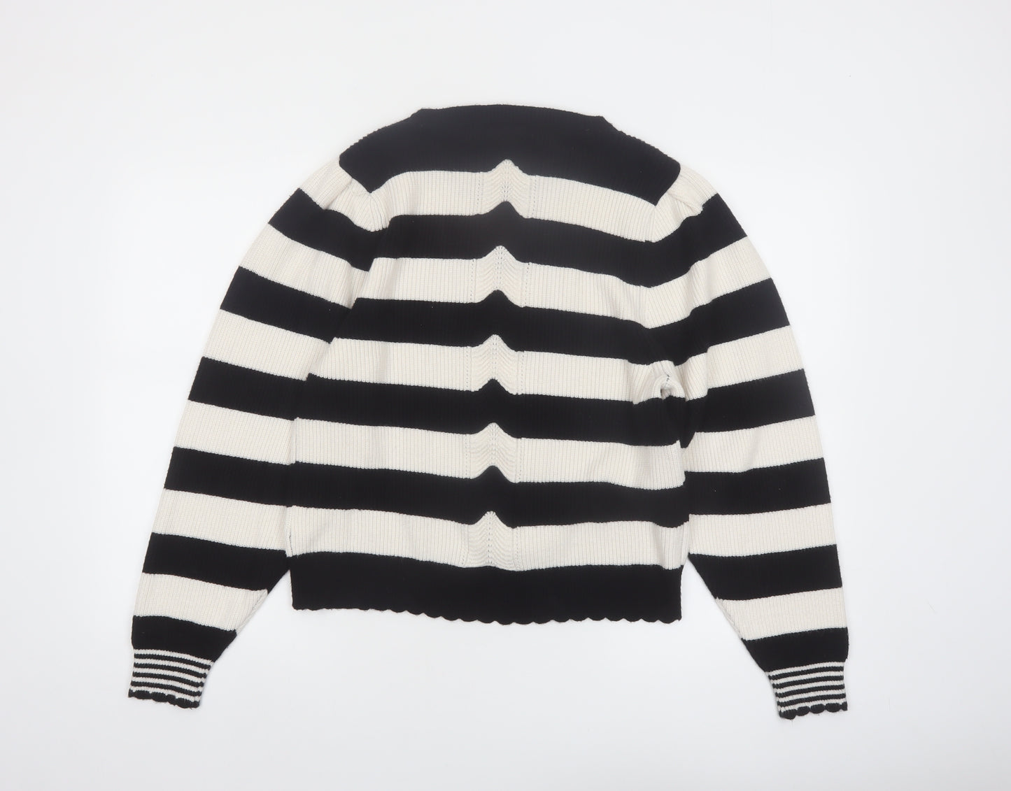 Oliver Bonas Women’s Black Stripe Crew Neck Knit Jumper UK 12