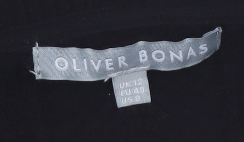 Oliver Bonas Women’s Black Stripe Crew Neck Knit Jumper UK 12