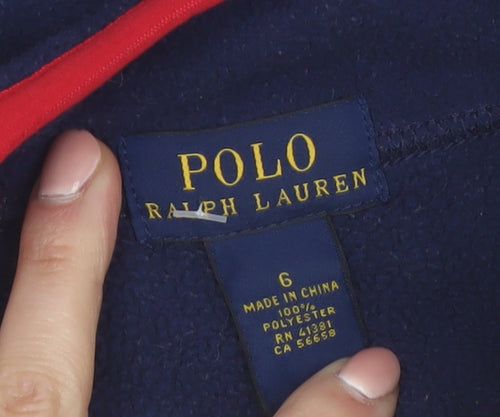 Ralph Lauren Boys Blue Fleece Full Zip Jacket Size 5-6 Years