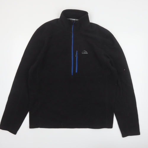 L.L.Bean Men's Black Fleece 1/4 Zip Pullover Sweatshirt L Regular