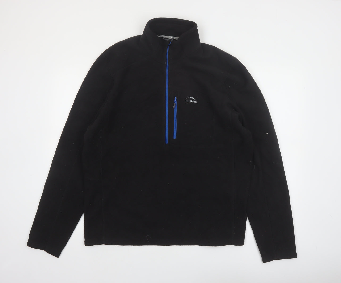 L.L.Bean Men's Black Fleece 1/4 Zip Pullover Sweatshirt L Regular