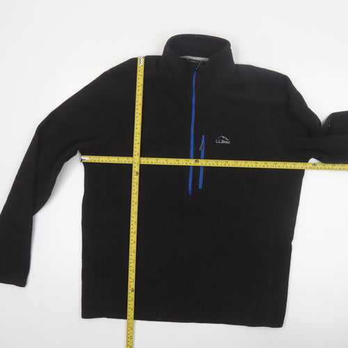 L.L.Bean Men's Black Fleece 1/4 Zip Pullover Sweatshirt L Regular