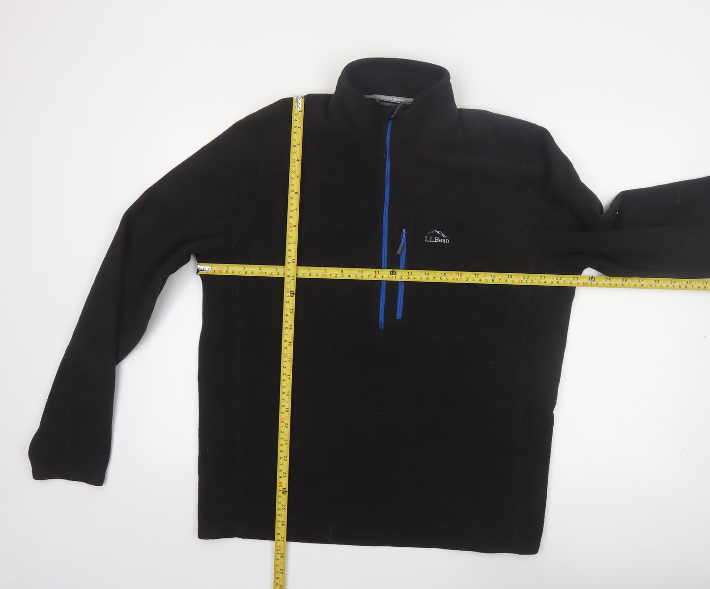 L.L.Bean Men's Black Fleece 1/4 Zip Pullover Sweatshirt L Regular