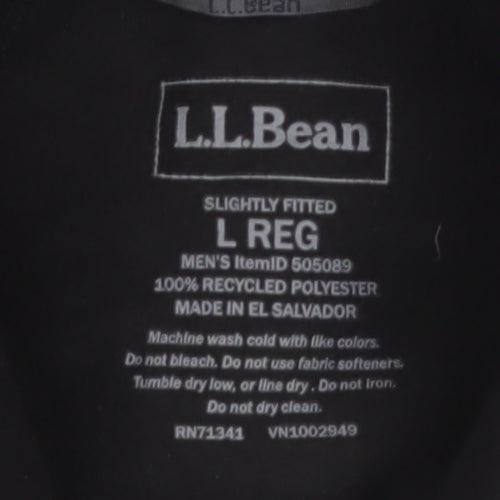 L.L.Bean Men's Black Fleece 1/4 Zip Pullover Sweatshirt L Regular